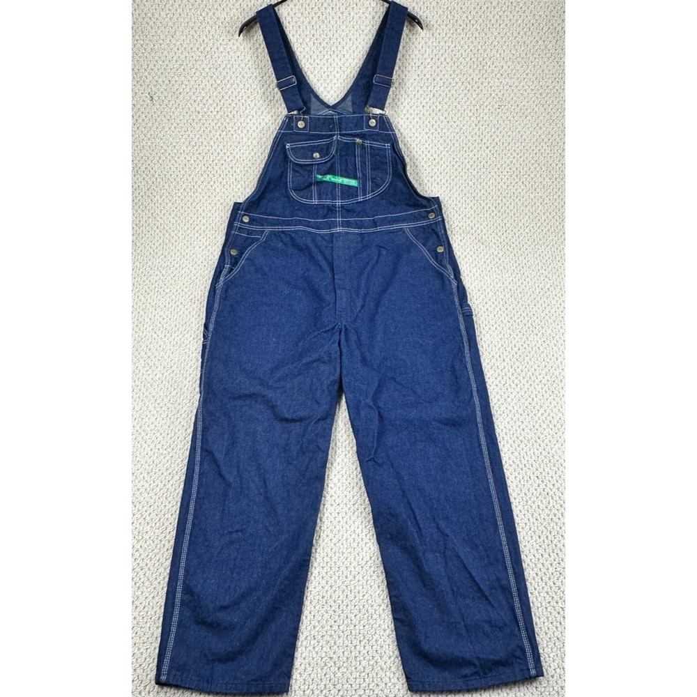 Key Imperial Overalls Mens 42x30 Dark Blue Denim Carpenter Bibs Workwear EUC